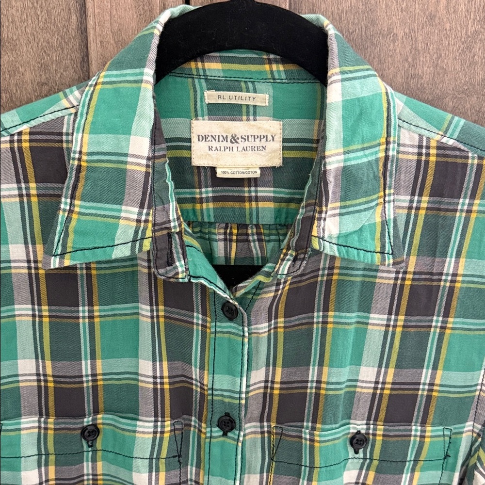 Vintage Denim & Supply Ralph Lauren Green Plaid Button Down Shirt